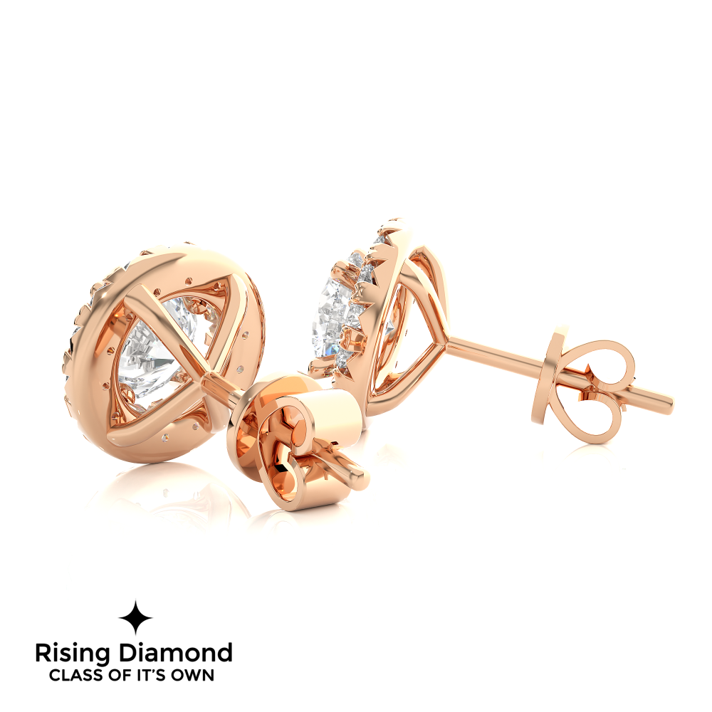 1.15 TCW For Each Round Cut EF-VS Lab Grown Diamond Halo Earring