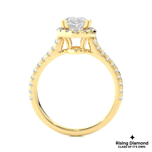 1.05 Ct Oval Cut E-VS1 Lab Grown Diamond Halo Engagement Ring