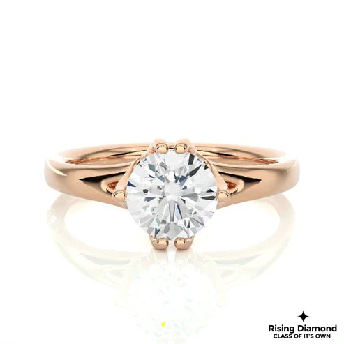 1.00 Ct Round Cut D-VS Lab Grown Diamond Gold Solitaire Engagement Ring