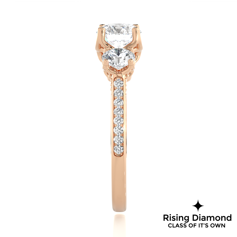1.48 Ct Round Cut Colorless Moissanite Three Stone Engagement Ring