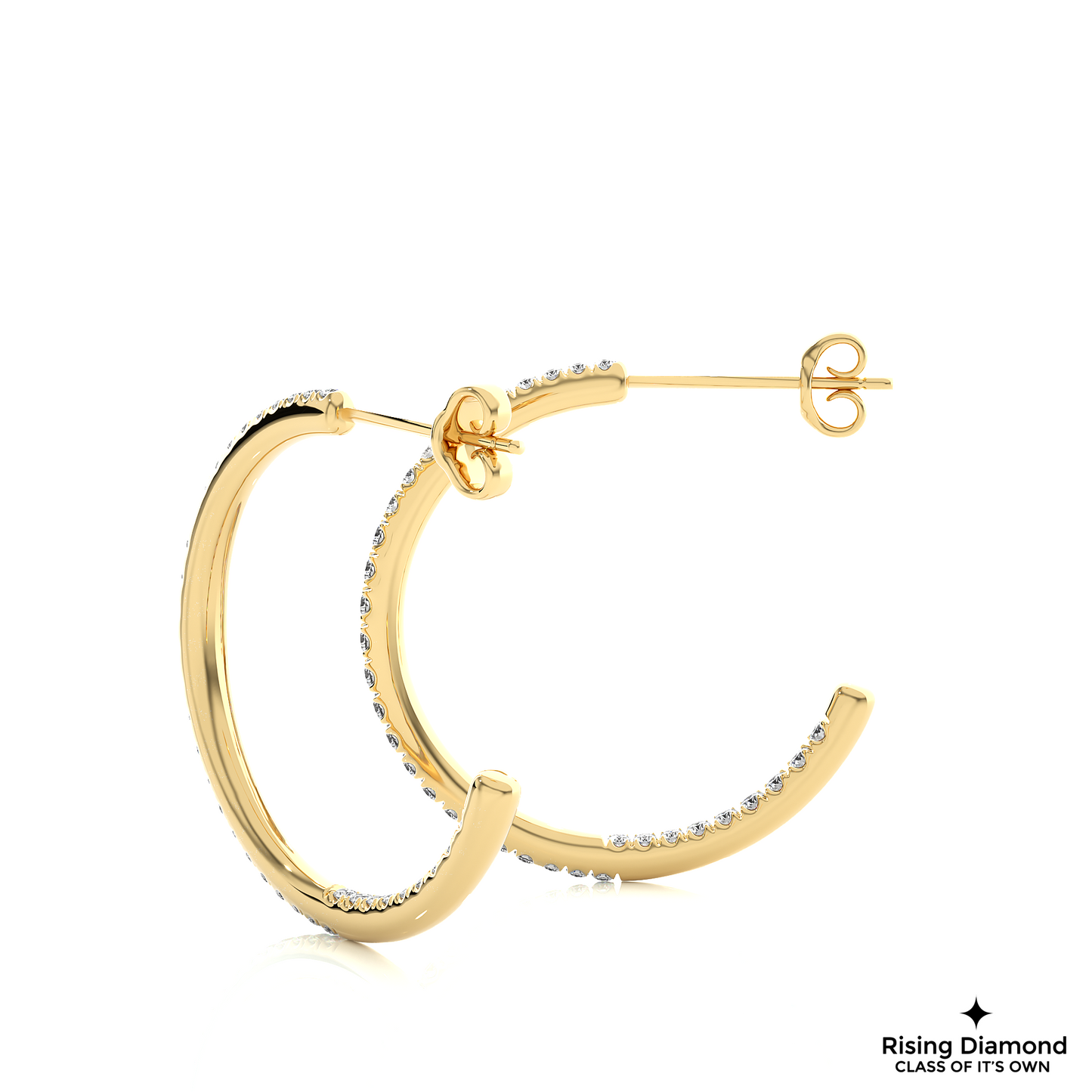 1.02 CTW Round Cut Lab Grown Diamond Hoop Earring With Screw Back Closer