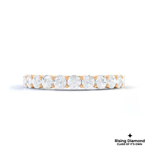 0.49 TCW Round Cut Colorless Moissanite Half Eternity Gold Wedding Band