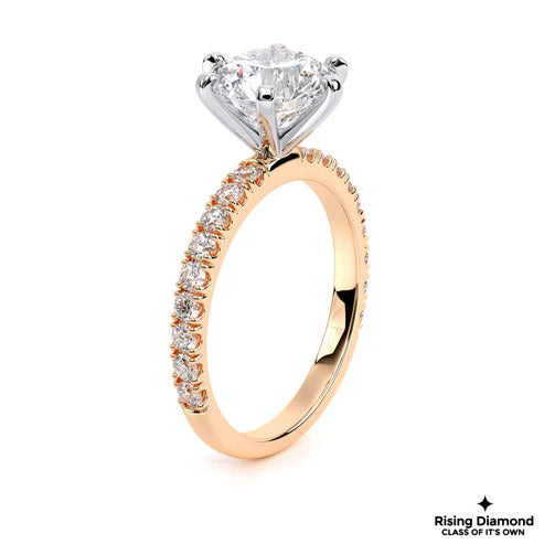 1.15 Ct Round Cut E-VS1 Lab Grown Diamond Six Prong Half Eternity Engagement Ring