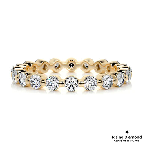 1.75 CTW Round Cut Colorless Moissanite Bubble Prong Setting Wedding Band