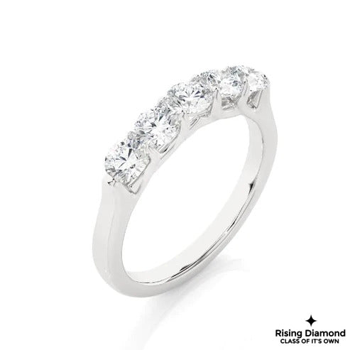 1.5 CTW Round Cut Colorless Moissanite Five Stone Band