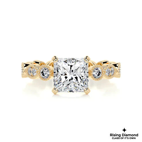 2.8 Ct Princess Cut Colorless Moissanite Engagement Ring