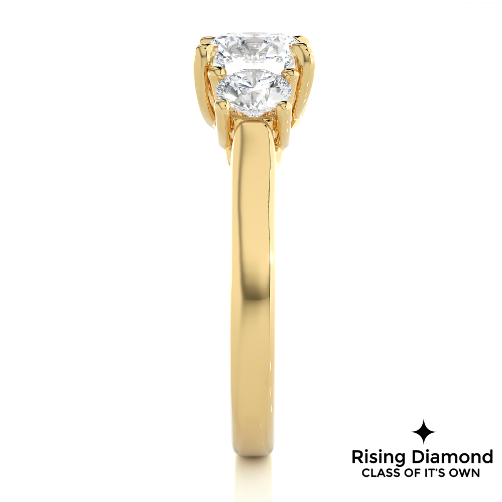 1.90 Ct Round Cut Colorless Moissanite Three Stone Engagement Ring