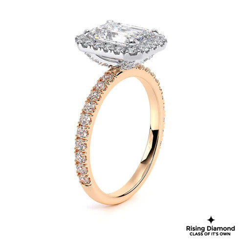 1.58 Ct Emerald Cut F-VS2 Lab Grown Diamond Halo Engagement Ring