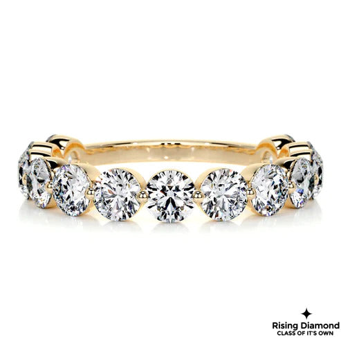 2.09 CTW Round Cut Colorless Moissanite Bubble Prong Wedding Band