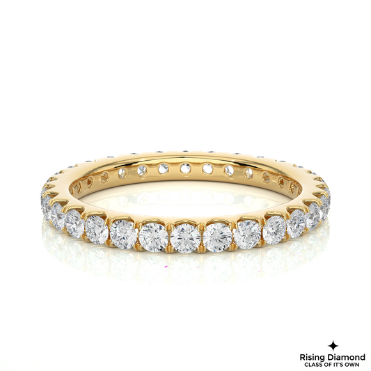 1.04 CTW Round Cut Lab Diamond Wedding Band in Full Eternity With Pave