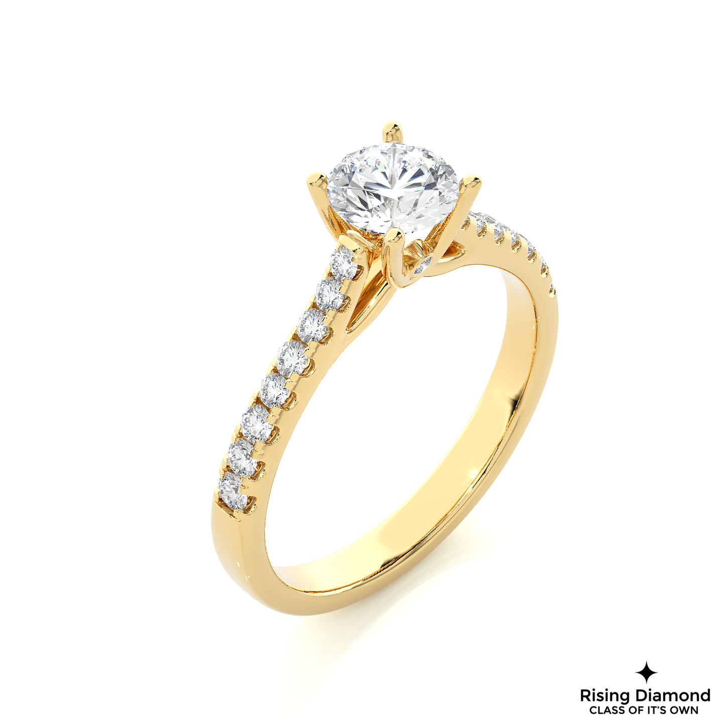 1.0 CT Round Cut Lab Grown Diamond Engagement Ring in Cathedral Setting