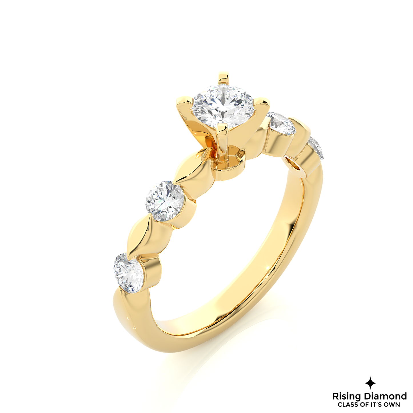 1.01 CT Round Cut Lab Grown Diamond Engagement Ring in Mil-Grain Shank