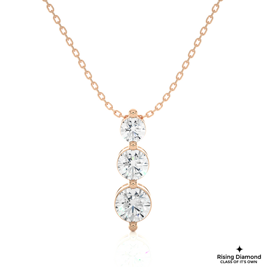 0.84 CTW Round Cut Lab Grown Diamond Three Stone Necklace