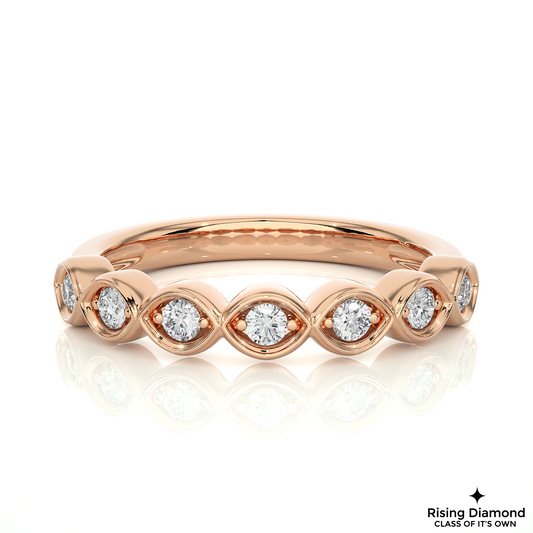 0.21 CTW Round Cut Lab Grown Diamond Half Eternity Band in Mil-Grain Shank