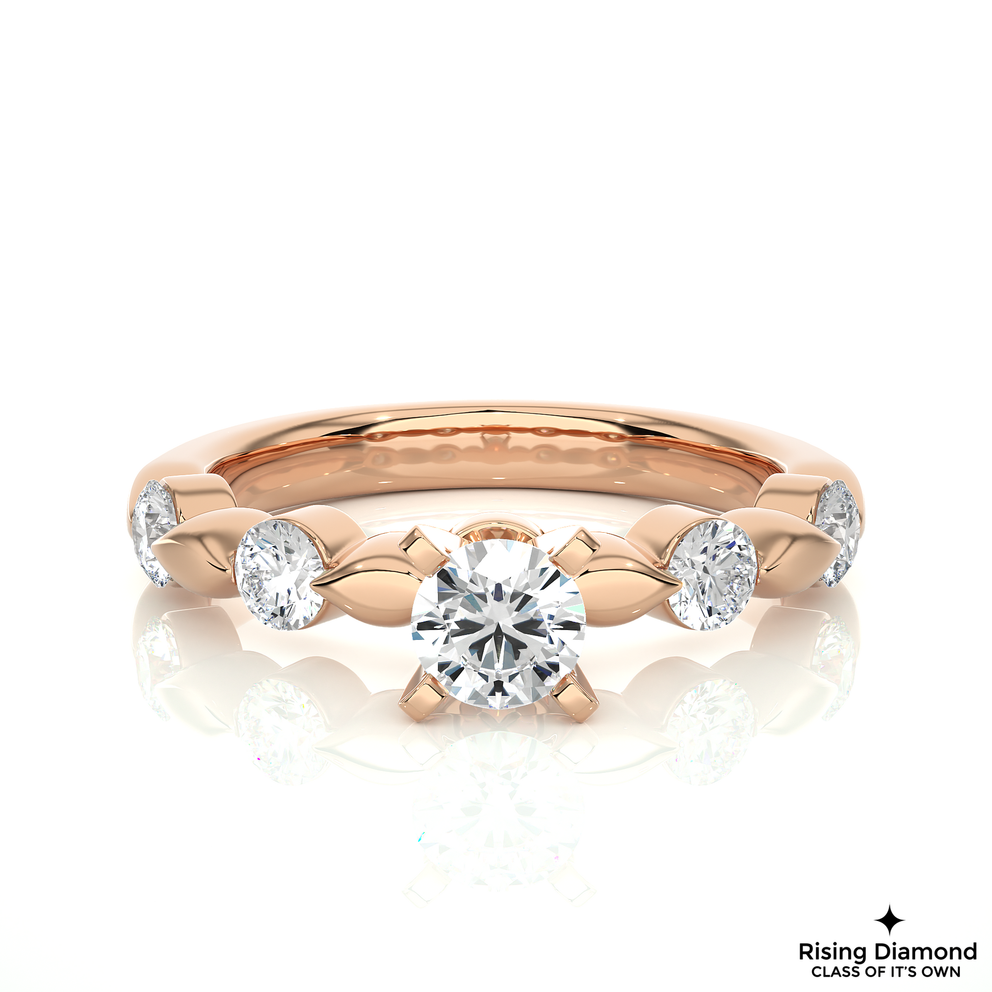 1.01 CT Round Cut Lab Grown Diamond Engagement Ring in Mil-Grain Shank