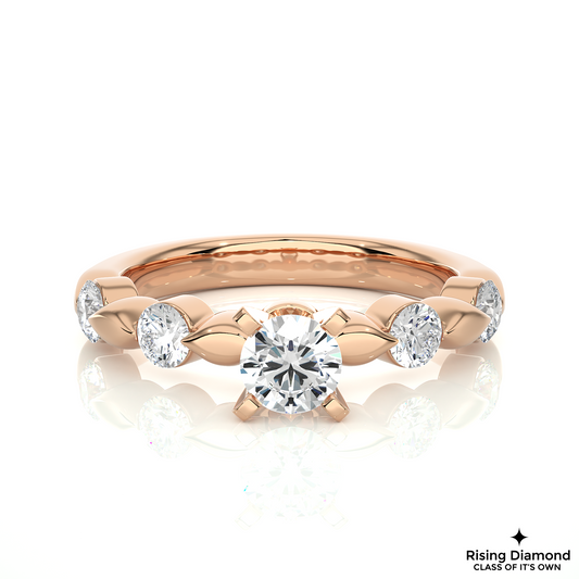 1.01 CT Round Cut Lab Grown Diamond Engagement Ring in Mil-Grain Shank