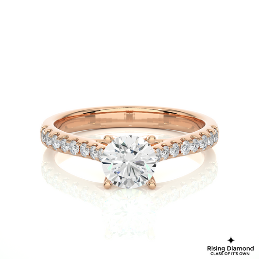 1.0 CT Round Cut Lab Grown Diamond Engagement Ring in Cathedral Setting