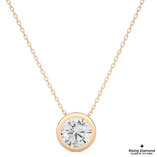1.08 CT Round Cut Lab Grown Diamond Solitaire Necklace in Bezel Setting