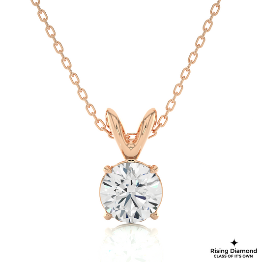 1.03 CT Round Cut Lab Grown Diamond Solitaire Necklace in Prong Setting
