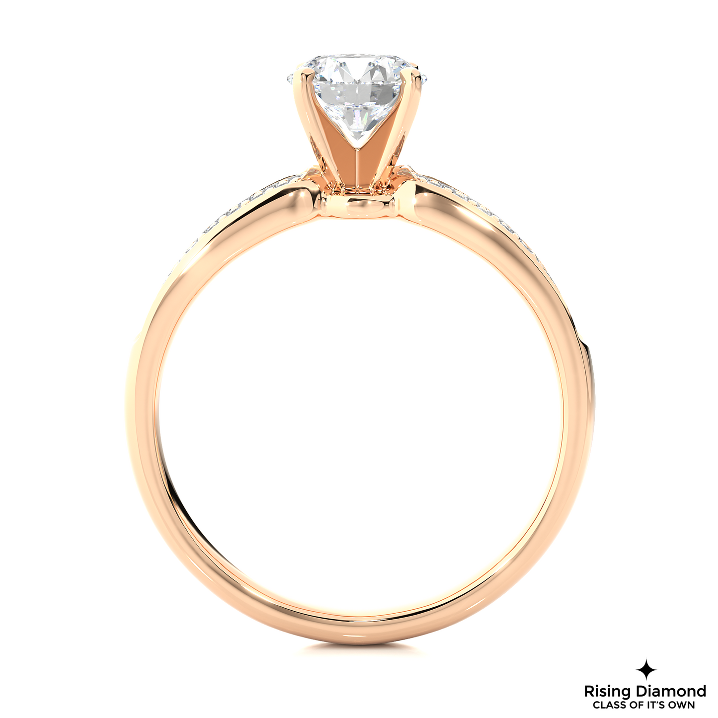 1.07 CT Round Cut Lab Grown Diamond Ring in Multi-pave Shank
