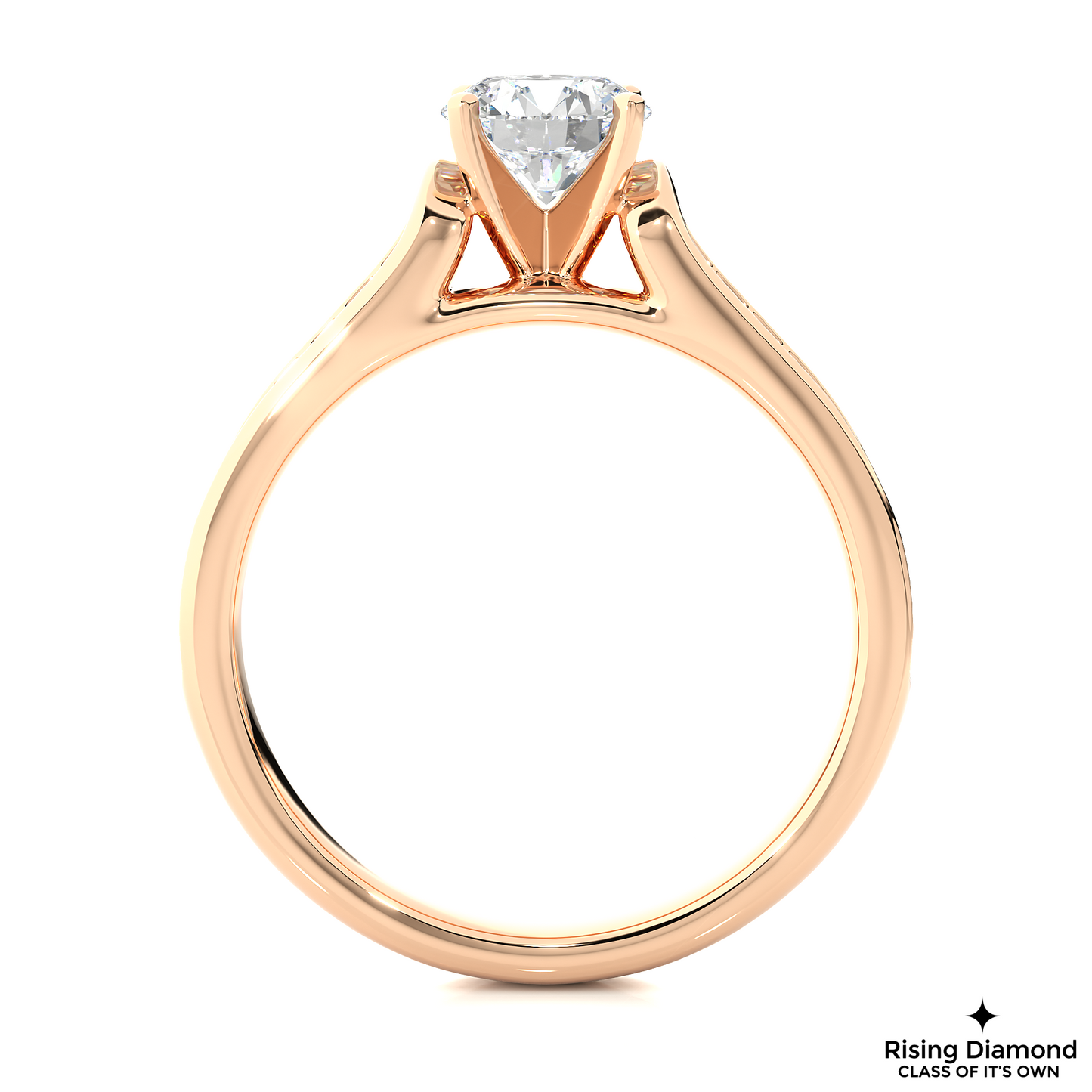 1.08 CT Round Cut Lab Diamond Engagement Ring in Multi-pave Setting With Cathedral Shank