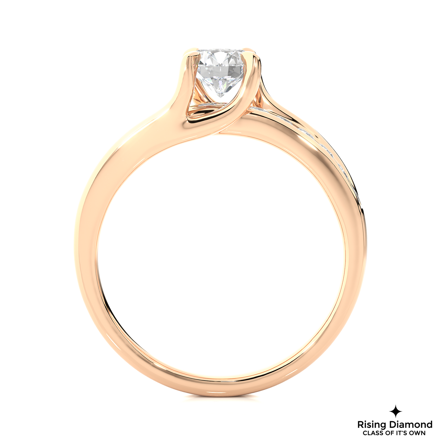 1.02 CT G/VS1 Round Cut Lab Grown Diamond Engagement Ring in Chanel Shank