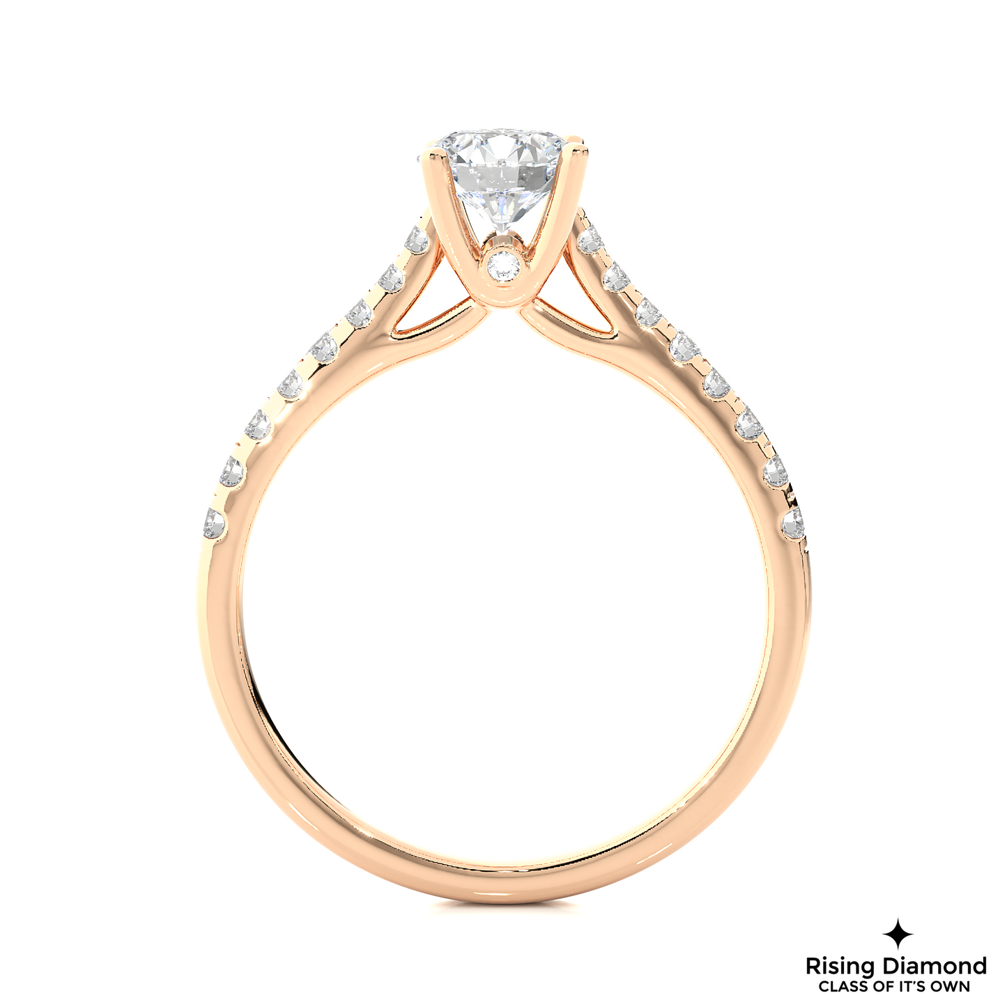 1.0 CT Round Cut Lab Grown Diamond Engagement Ring in Cathedral Setting