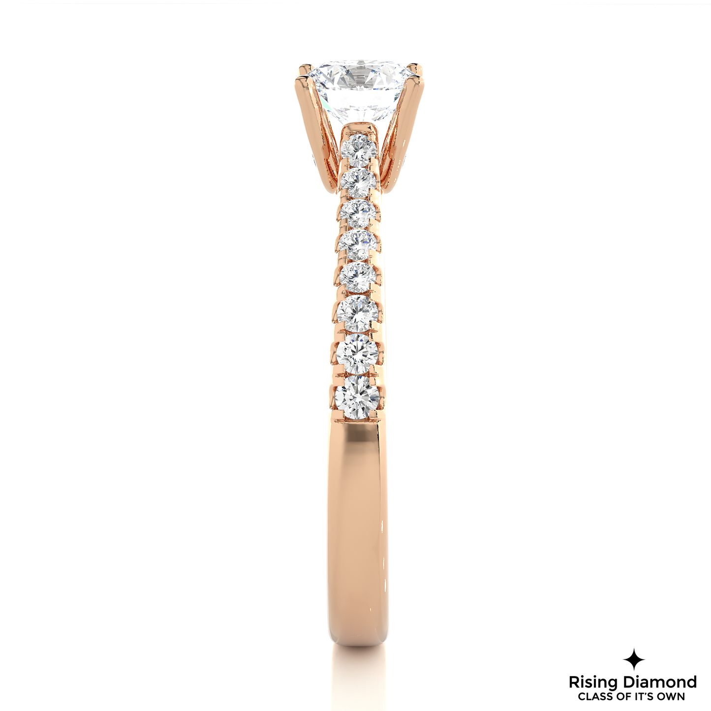 1.0 CT Round Cut Lab Grown Diamond Engagement Ring in Cathedral Setting
