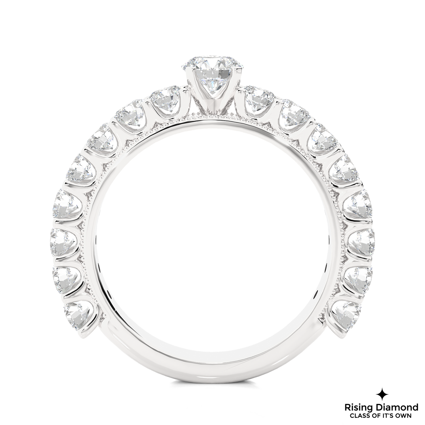 1.22 CT Round Cut Lab Grown Diamond Engagement Ring in Pave Setting