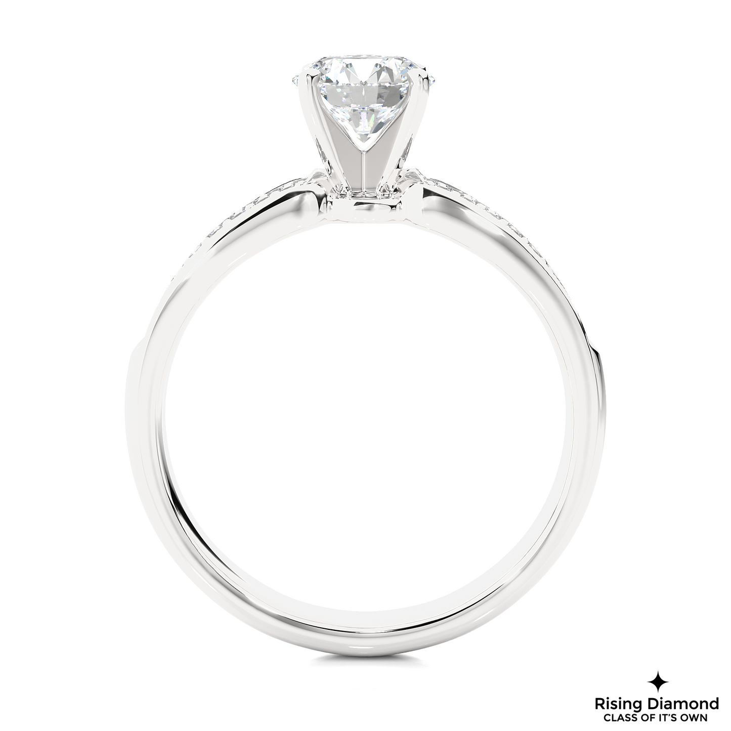 1.07 CT Round Cut Lab Grown Diamond Ring in Multi-pave Shank