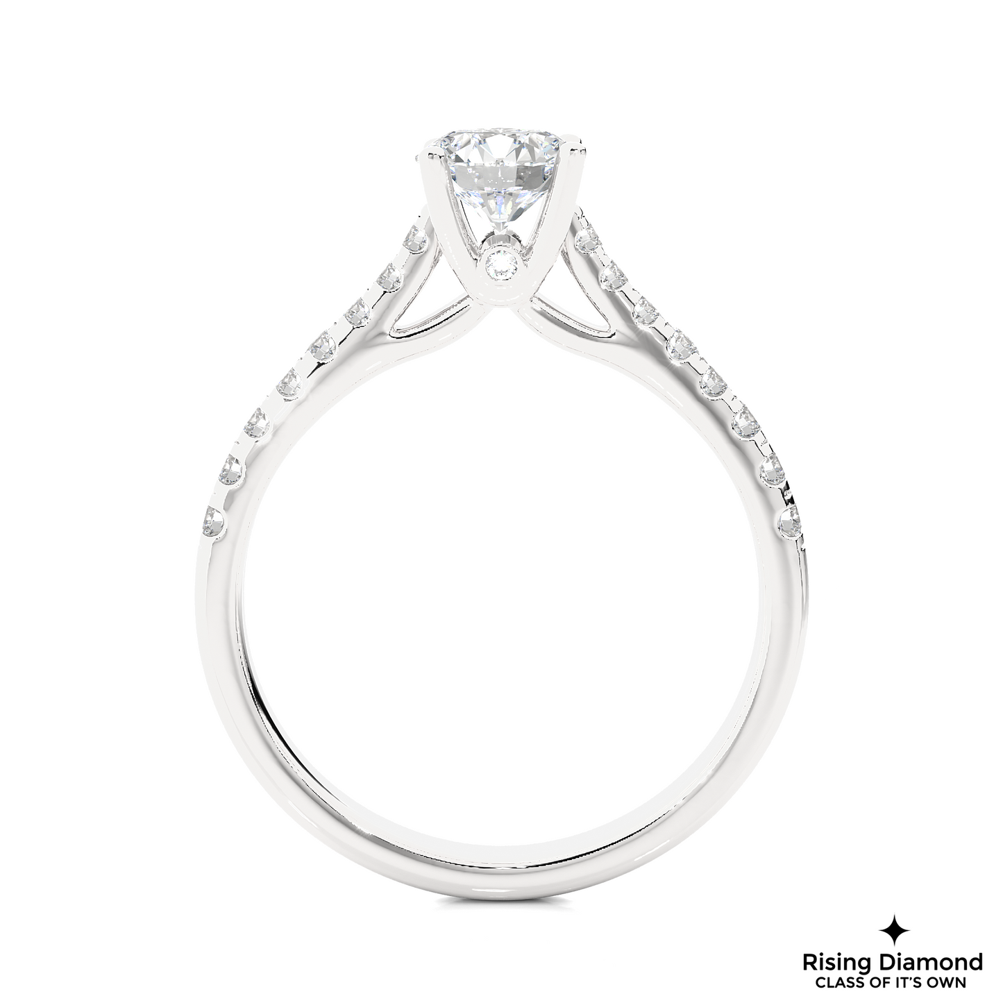 1.0 CT Round Cut Lab Grown Diamond Engagement Ring in Cathedral Setting