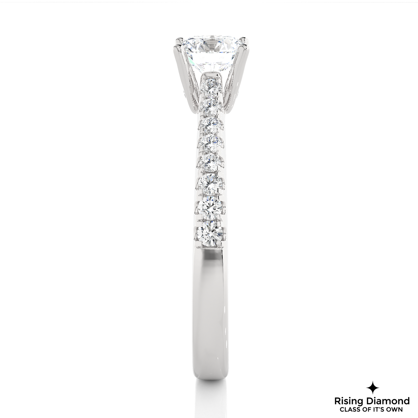 1.0 CT Round Cut Lab Grown Diamond Engagement Ring in Cathedral Setting