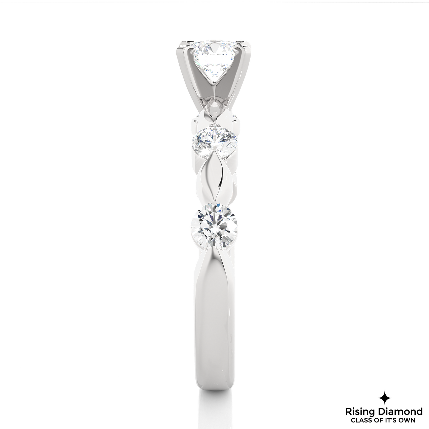 1.01 CT Round Cut Lab Grown Diamond Engagement Ring in Mil-Grain Shank