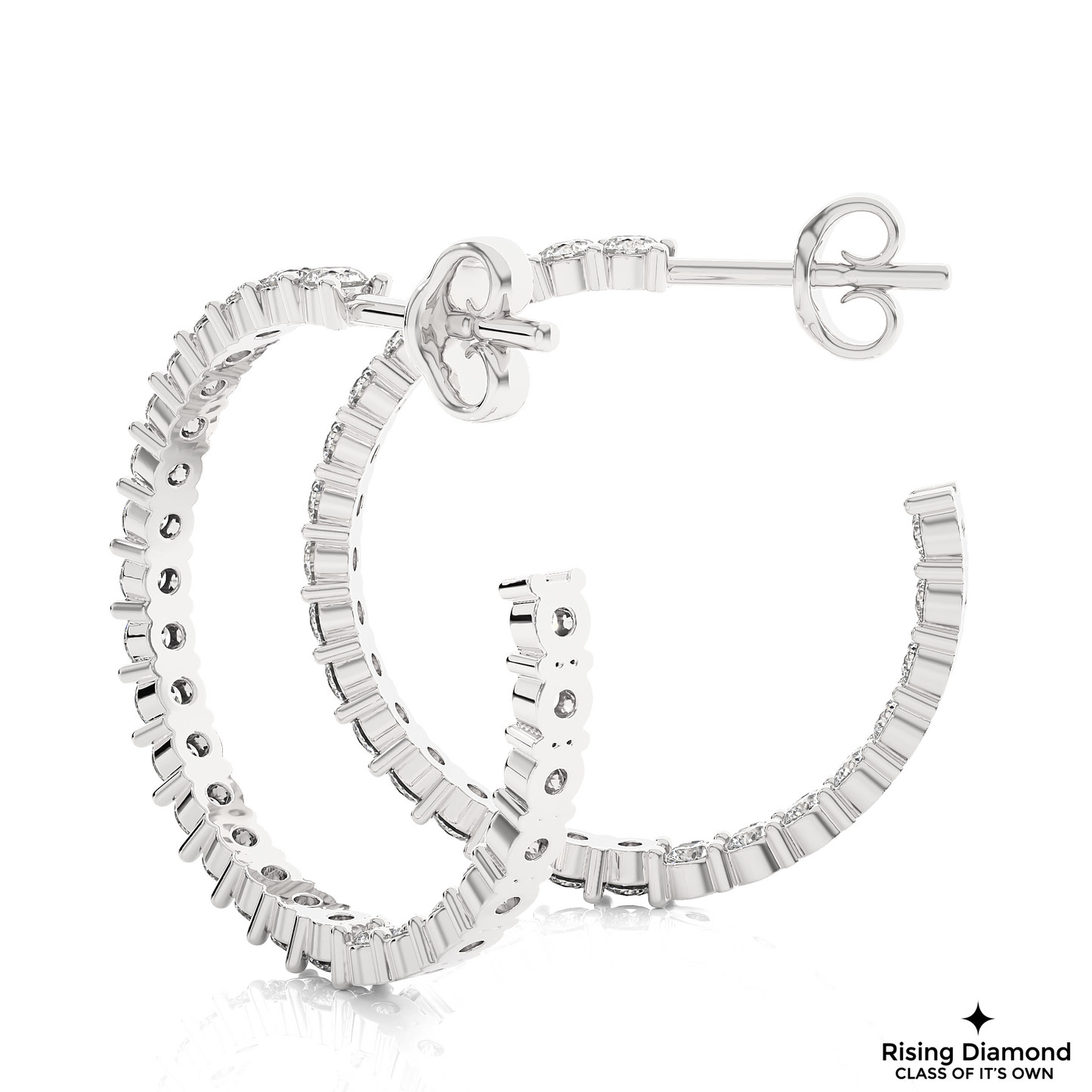 1.30 CTW Round Cut Lab Grown Diamond FG/VS Hoop Earring