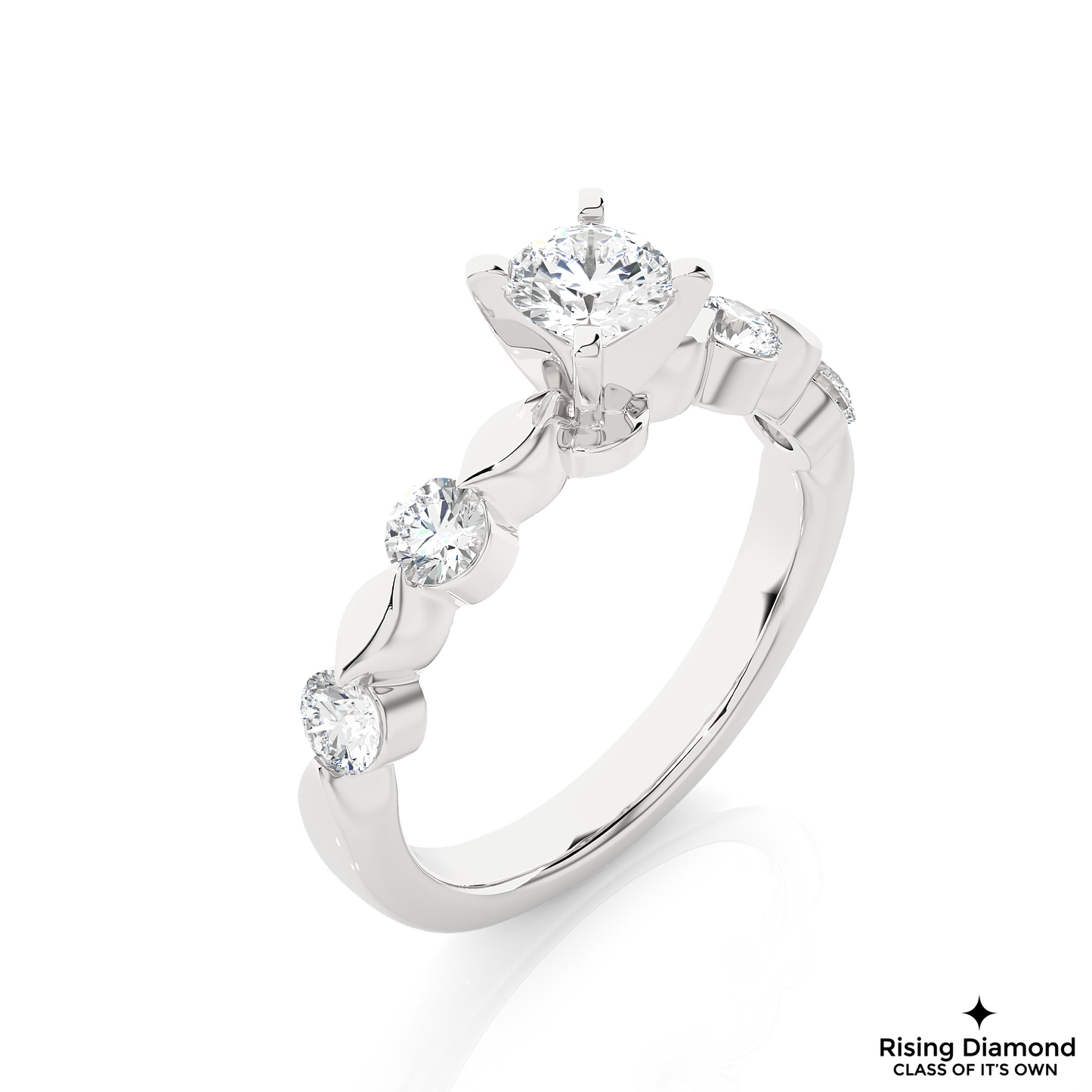 1.01 CT Round Cut Lab Grown Diamond Engagement Ring in Mil-Grain Shank