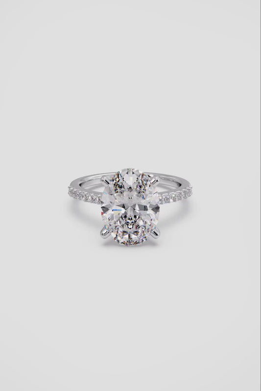 4 ct F vs IGI certified oval lab grown diamond ring