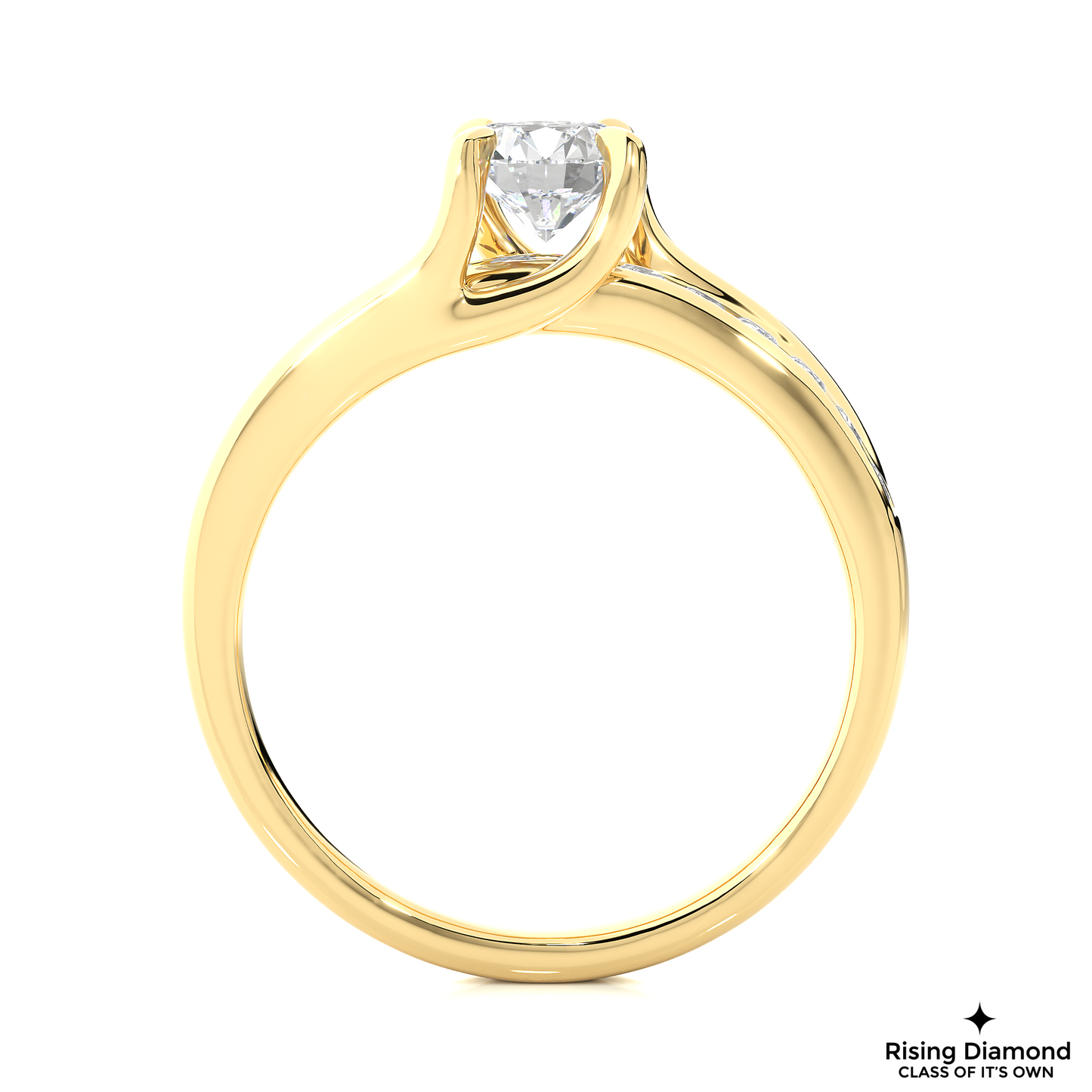 1.02 CT G/VS1 Round Cut Lab Grown Diamond Engagement Ring in Chanel Shank