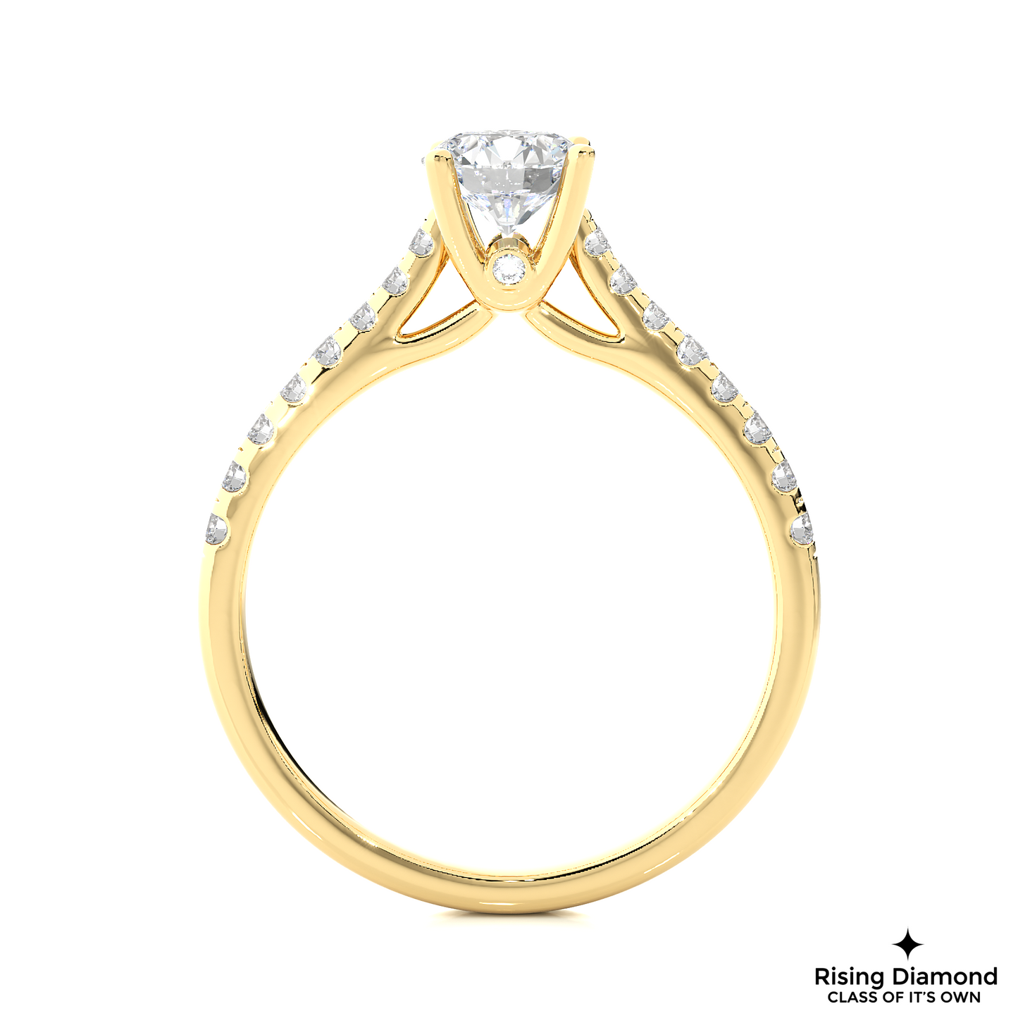 1.0 CT Round Cut Lab Grown Diamond Engagement Ring in Cathedral Setting