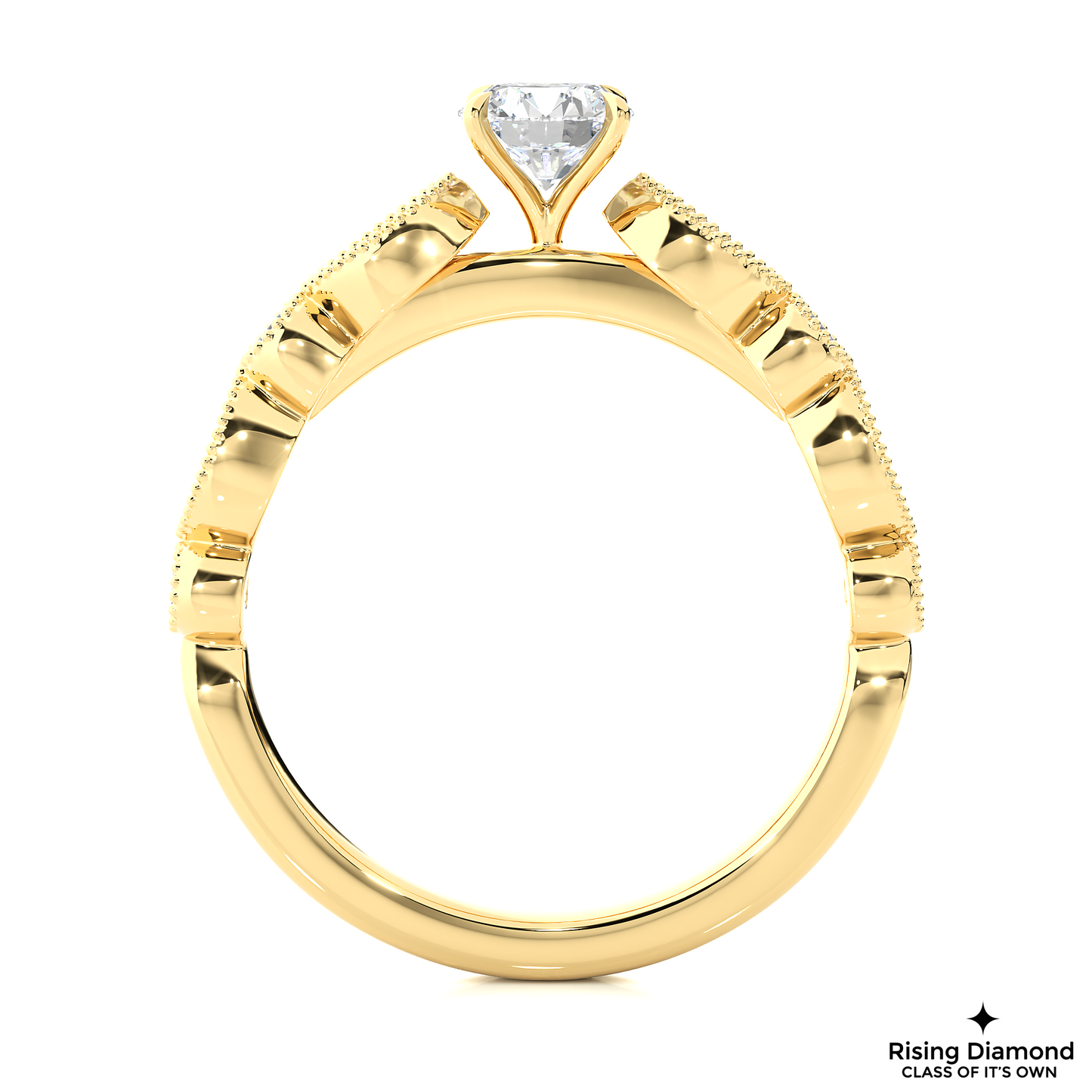 1.02 CT Round F/VS1 Lab Grown Diamond Engagement Ring in Mil-Grain Shank