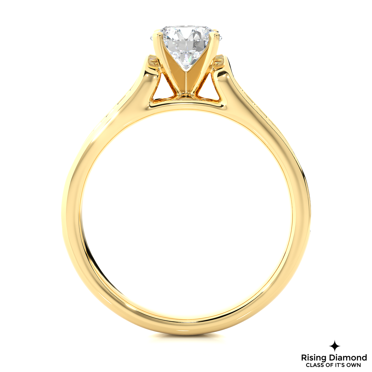 1.08 CT Round Cut Lab Diamond Engagement Ring in Multi-pave Setting With Cathedral Shank