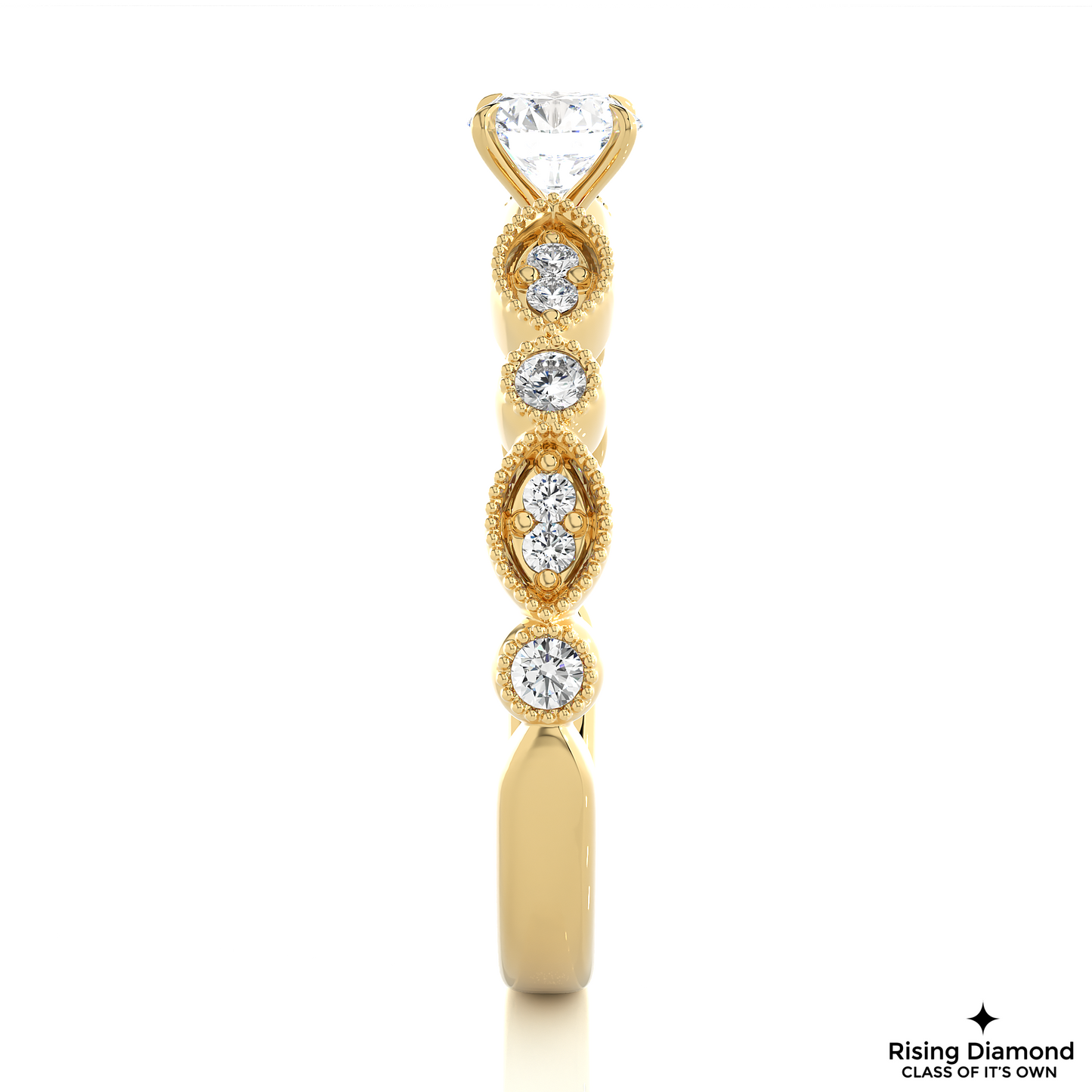 1.02 CT Round F/VS1 Lab Grown Diamond Engagement Ring in Mil-Grain Shank
