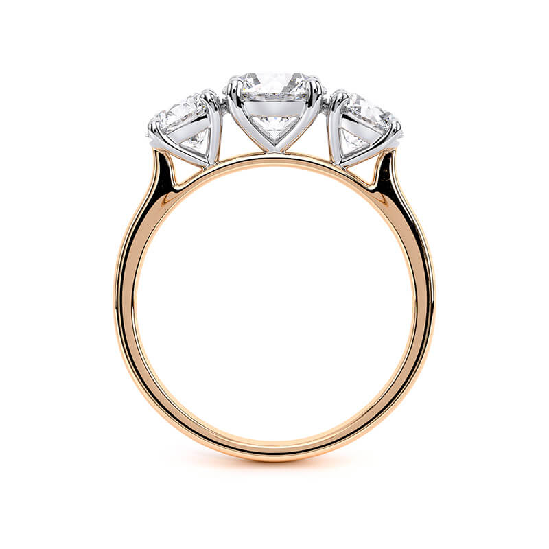 1.06 CT F/VS1 Round Cut Lab Grown Diamond Three Stone Ring