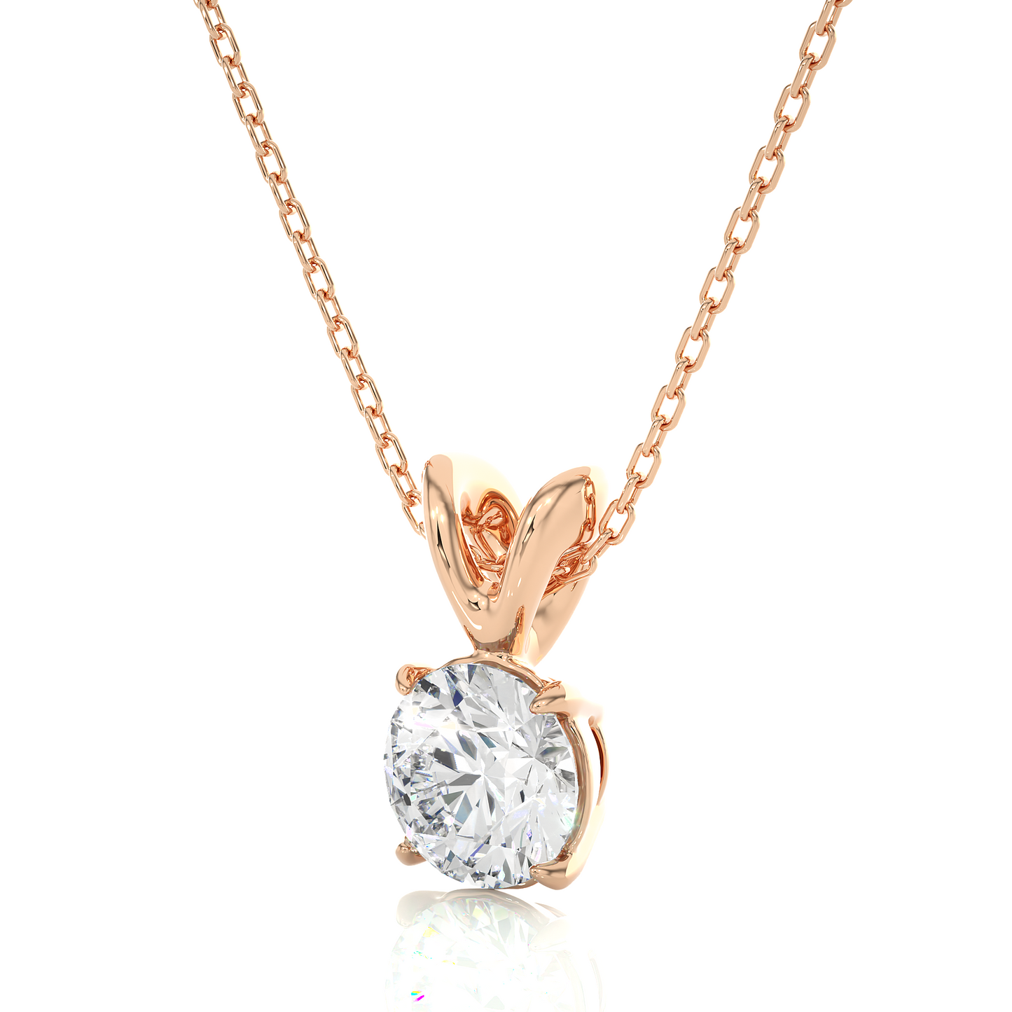 0.84 Ct Round Cut E/F-VS Lab Grown Diamond Necklace