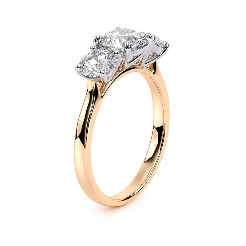 1.06 CT F/VS1 Round Cut Lab Grown Diamond Three Stone Ring