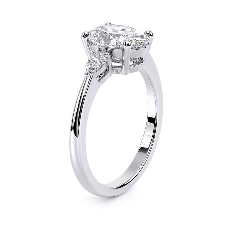 1.82 CT G/VS2 Oval Cut Lab Grown Diamond Three Stone Ring