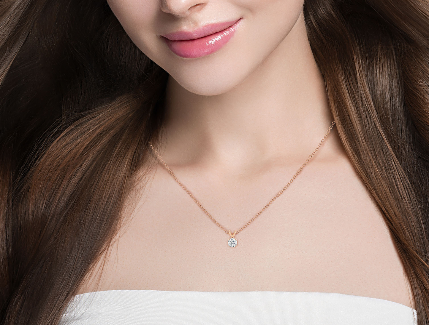 0.84 Ct Round Cut E/F-VS Lab Grown Diamond Necklace