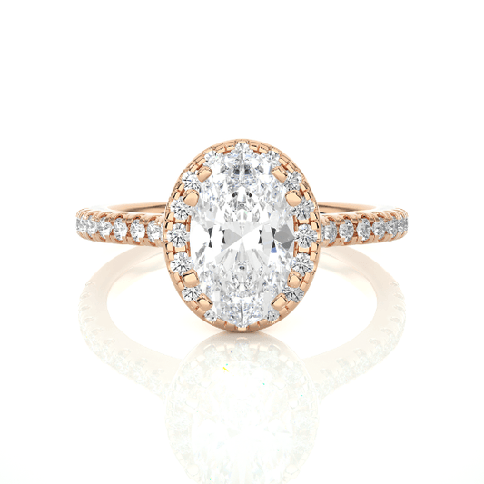 1.05 CT Oval Cut E-VS1 Lab Created Diamond Halo Ring
