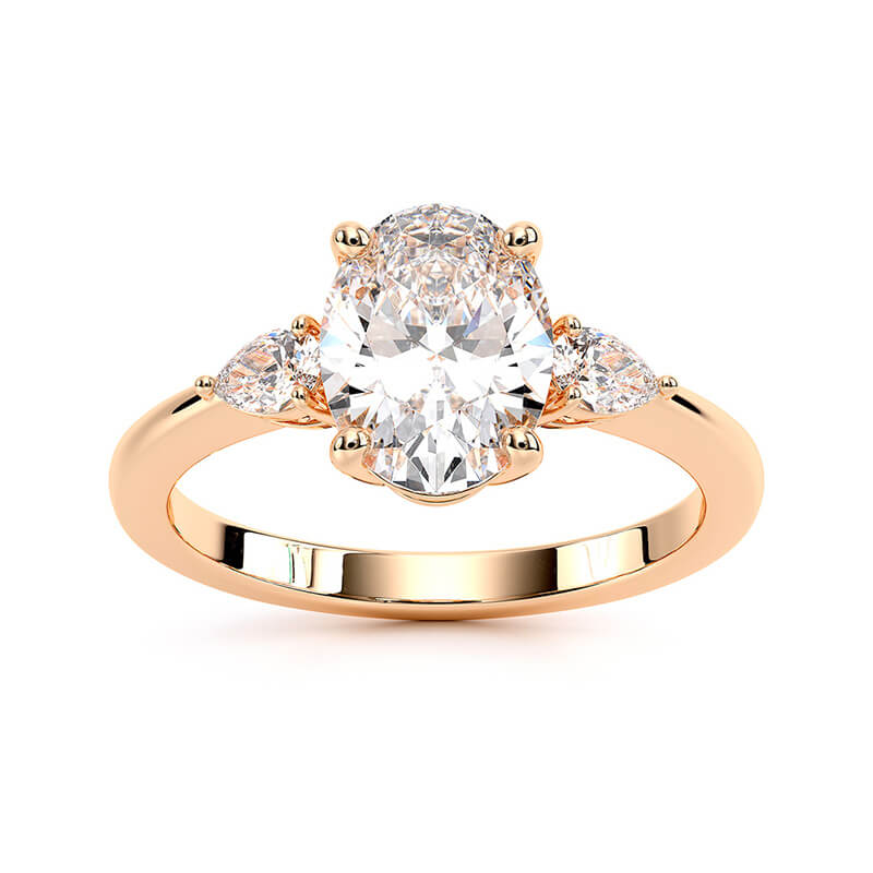 1.82 CT G/VS2 Oval Cut Lab Grown Diamond Three Stone Ring