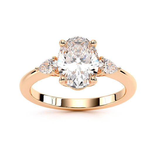 1.82 CT G/VS2 Oval Cut Lab Grown Diamond Three Stone Ring