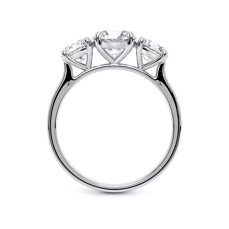 1.06 CT F/VS1 Round Cut Lab Grown Diamond Three Stone Ring